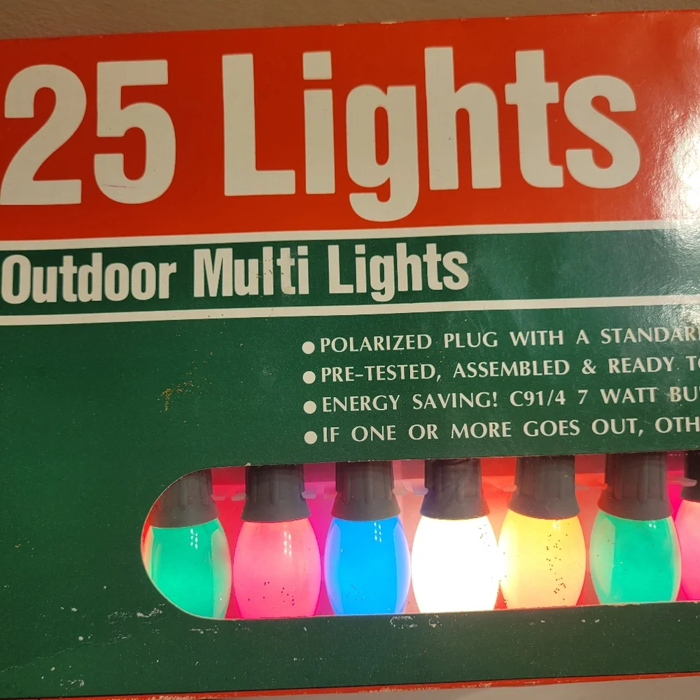 Vintage Outdoor Multi Big Bulb Lights - Great Retro Look ~ NOS in Original Box